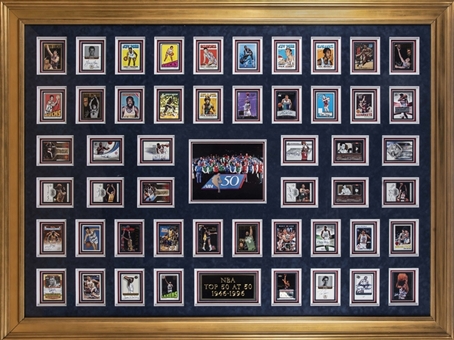 Incredible "NBA Top 50 at 50" Signed Cards Collection With 50 Signatures Including Jordan and Chamberlain– All Beautifully Presented in a 60 x 46 Framed Display (Beckett)